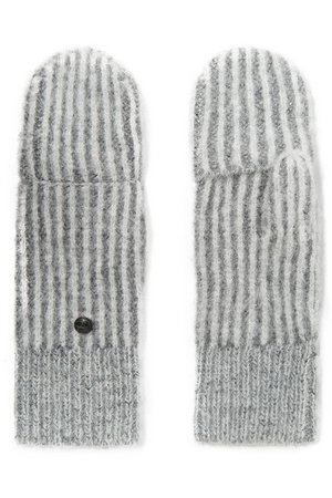 rag & bone | Jonie striped ribbed-knit mittens | NET-A-PORTER.COM