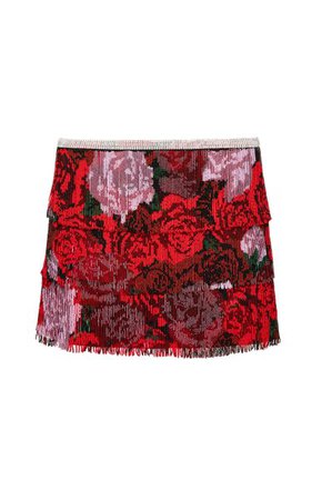 Fringed Floral-Print Silk Mini Skirt By Magda Butrym | Moda Operandi