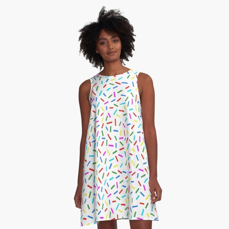 "Bright Colorful Rainbow Sprinkles" A-Line Dress by rewstudio | Redbubble
