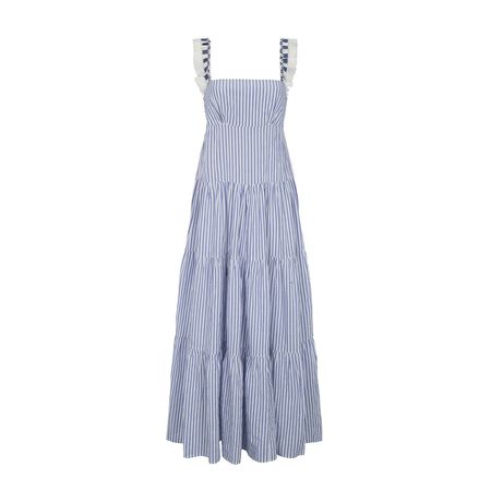 Blue & White Striped Maxi Dress Cotton Blu | Aguaclara | Wolf & Badger