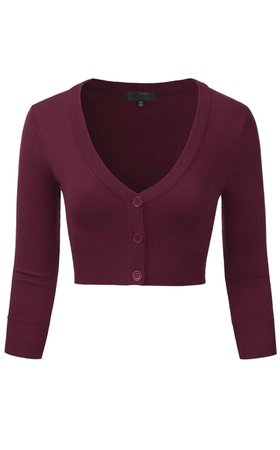 Wine red fitted crop cardigan