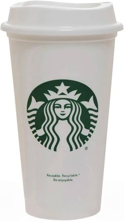 Amazon.com: Starbucks White Reusable Plastic Travel Mug/Cup/Tumbler Grande Medium, 16oz 473ml : Home & Kitchen