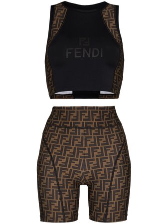 Shop Fendi Zucca two-piece activewear set with Express Delivery - FARFETCH