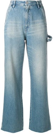 stonewashed belted wide leg jeans