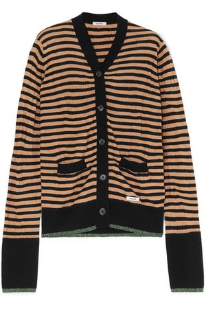BLOUSE | Crush striped wool-blend cardigan | NET-A-PORTER.COM