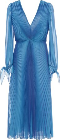 Luisa Beccaria Pleated Chiffon Dress