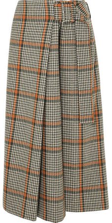 REJINA PYO - Ellis Checked Wool-blend Wrap Skirt - Brown