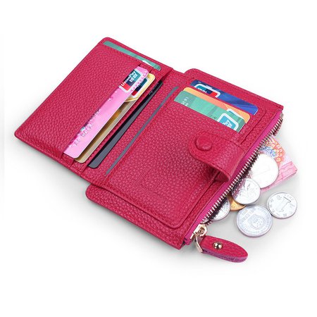 Zuoerdanni Cowhide Hasp Short Wallets Girls Candy Color 8 Card Holder Coin Purse