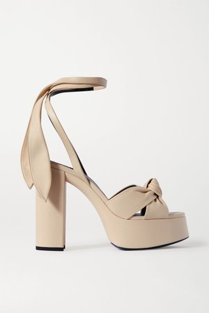 Cream Bianca knotted leather platform sandals | SAINT LAURENT | NET-A-PORTER