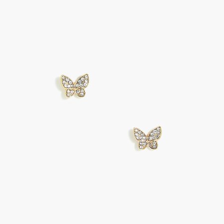 PavA crystal butterfly stud earrings