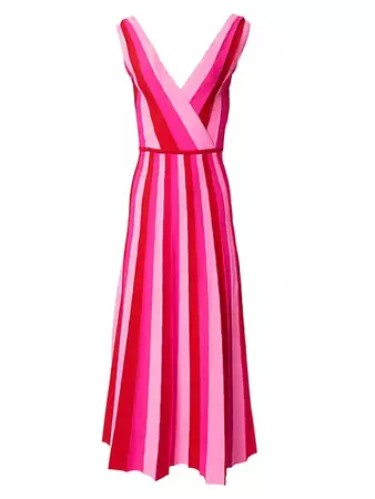 Shop Carolina Herrera Striped Knit Midi-Dress | Saks Fifth Avenue