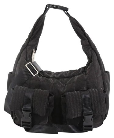Chanel Sport Line Double Pocket Quilted Medium Black Nylon Shoulder Bag - Tradesy