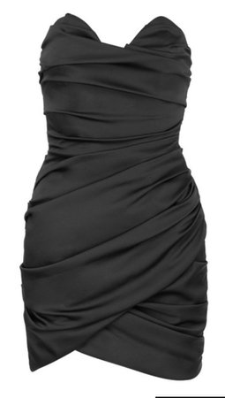 Black Draped Ruched Mini Dress- House of CB