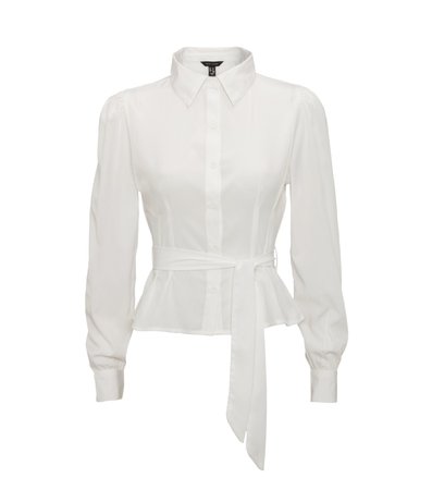 White Belted Long Sleeve Shirt | New Look