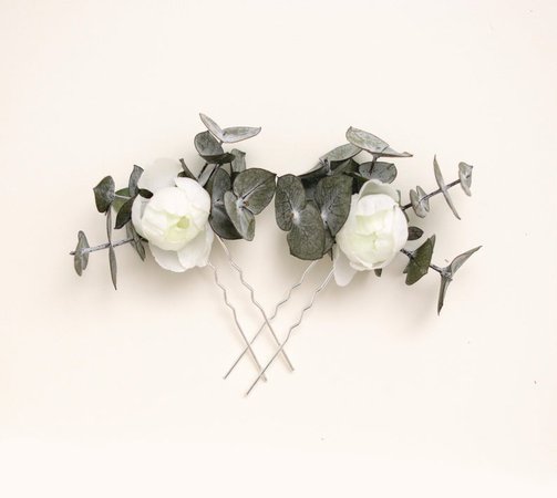 Eucalyptus rose hair pins Dried eucalyptus Bridal hair pins | Etsy
