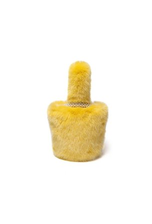 Women’s Designer Bags - Shrimps Eva Faux Fur Bucket Bag in Yellow – shrimps