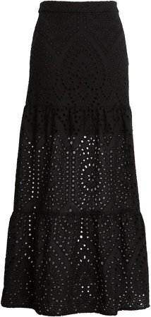 Eyelet Tiered Skirt