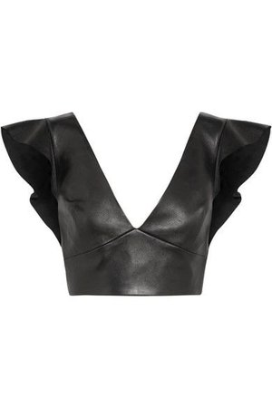 Isabel Marant Glenside cropped ruffled leather top