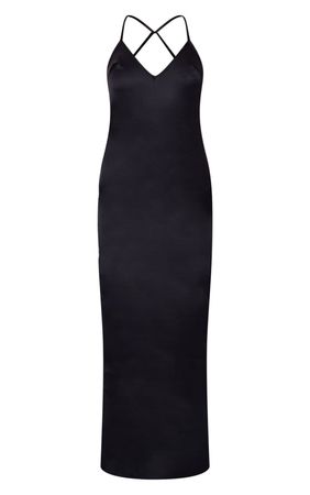 Black Cowl Back Satin Midaxi Dress | Dresses | PrettyLittleThing USA