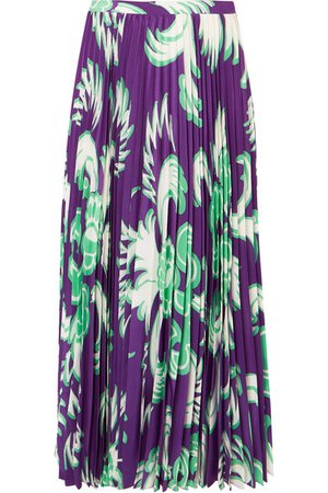 Valentino | Pleated printed silk-crepe midi skirt | NET-A-PORTER.COM