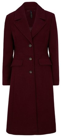 Burgundy Fit and Flare Coat