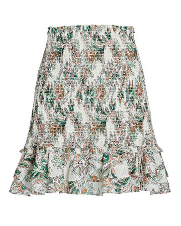 Veronica Beard Melodie Smocked Floral Mini Skirt | INTERMIX®