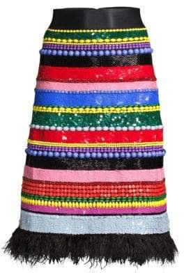 Women's Merril Embellished Beaded Midi Skirt - Size 0