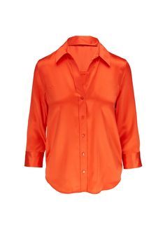 L'Agence Dani Bright Orange Silk Blouse/top
