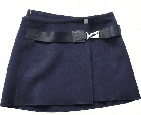 navy chanel mini skirt