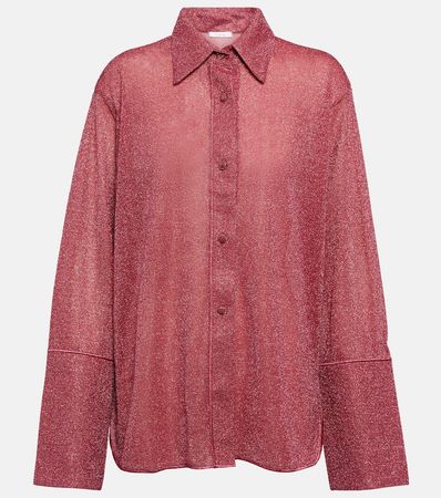 Lumiere Metallic Sheer Shirt in Pink - Oseree | Mytheresa