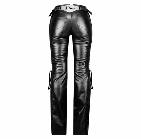 Christian Dior Embellished Plate Logo Leather Pants FW22