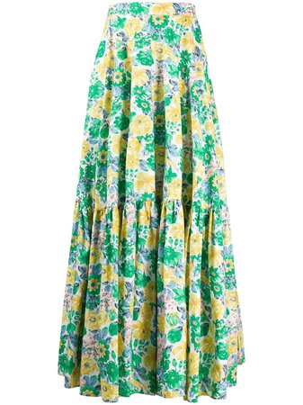 Plan C Tiered Floral Print Skirt - Farfetch