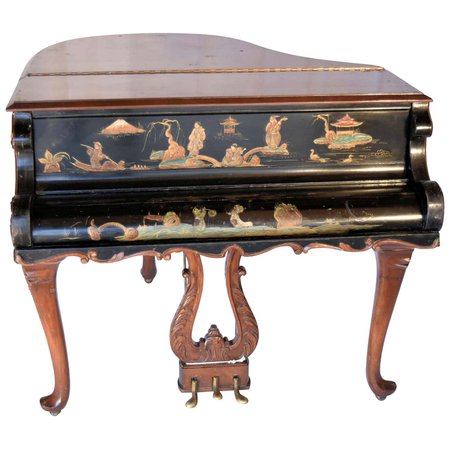 1920 Louis XV Steinway Style Grand Piano Desk with Chinoiserie Art Case For Sale at 1stDibs