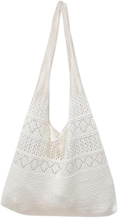 Crochet Hobo Bag - white