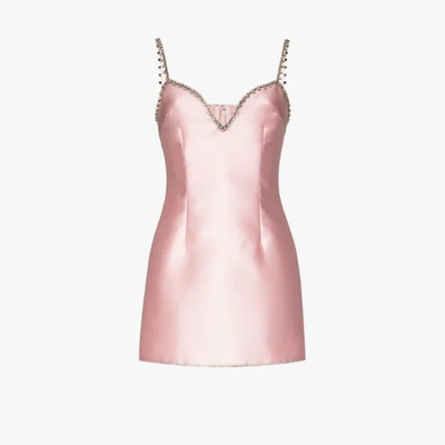 Crystal embellished mini dress in pink