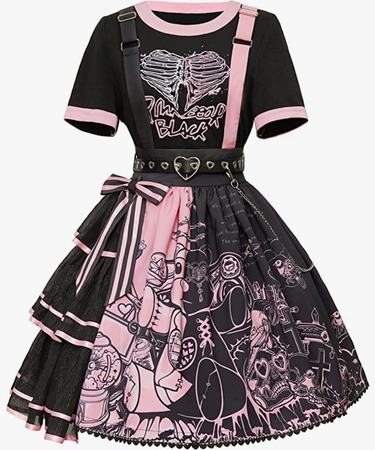 Pink and black gothic lolita dress