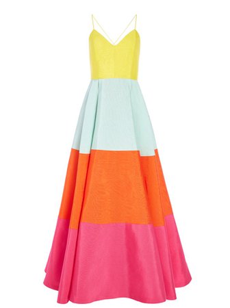 LAVELLE COLOR BLOCK MAXI GOWN in MULTI | Alice and Olivia