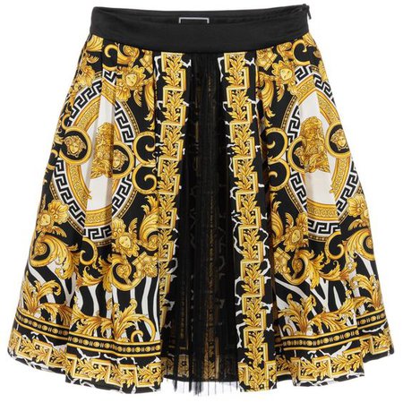 Versace Black & Gold Silk Skirt