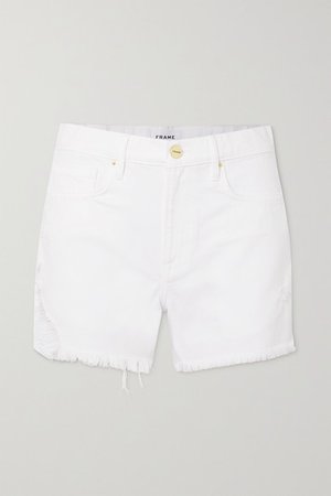 Le Brigette Frayed Denim Shorts - White