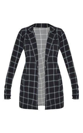Black Tweed Check Fitted Blazer | PrettyLittleThing