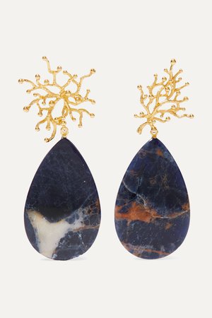 Gold + Pach Tach gold-plated sodalite earrings | Pacharee | NET-A-PORTER