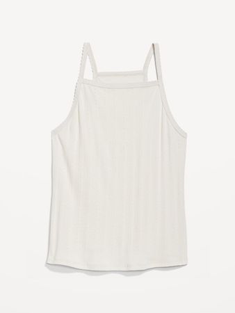 Scallop-Trimmed Pointelle-Knit Cami Top for Women