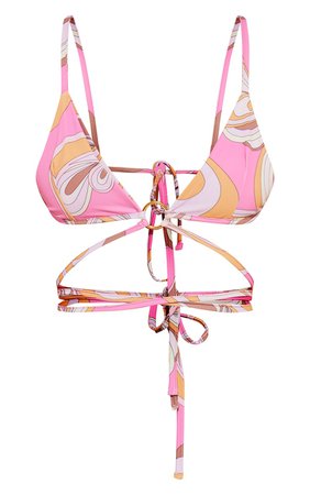 Pink Swirl Ring Triangle Itsy Bitsy Bikini Top | PrettyLittleThing USA