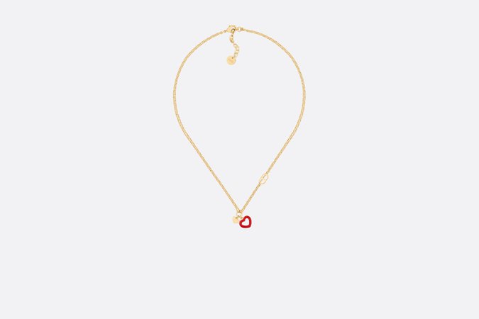 Dioramour Necklace Gold-Finish Metal and Red Lacquer - Fashion Jewelry - Woman | DIOR