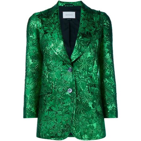 gucci green floral jacquard blazer
