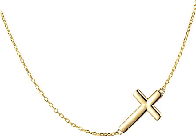 Amazon.com: S925 Sterling Silver Jewelry Sideways Cross Choker Necklace 14 inches to 18 inches: Clothing, Shoes & Jewelry