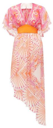 Mexican Circle Print Silk Chiffon Dress - Womens - Pink Print