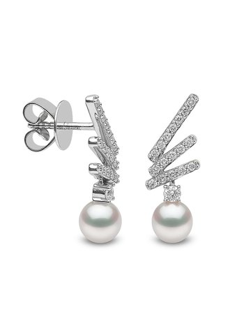 Yoko London 18kt White Gold Sleek Akoya Pearl And Diamond Earrings - Farfetch