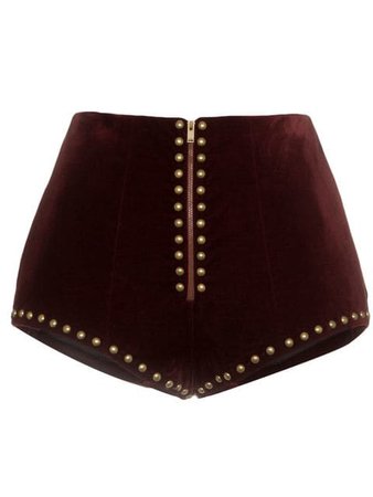 Saint Laurent high waist stud embellished velvet shorts $1,334 - Buy Online SS19 - Quick Shipping, Price