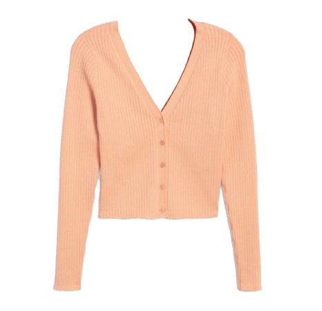 Peach button up ribbed sweater